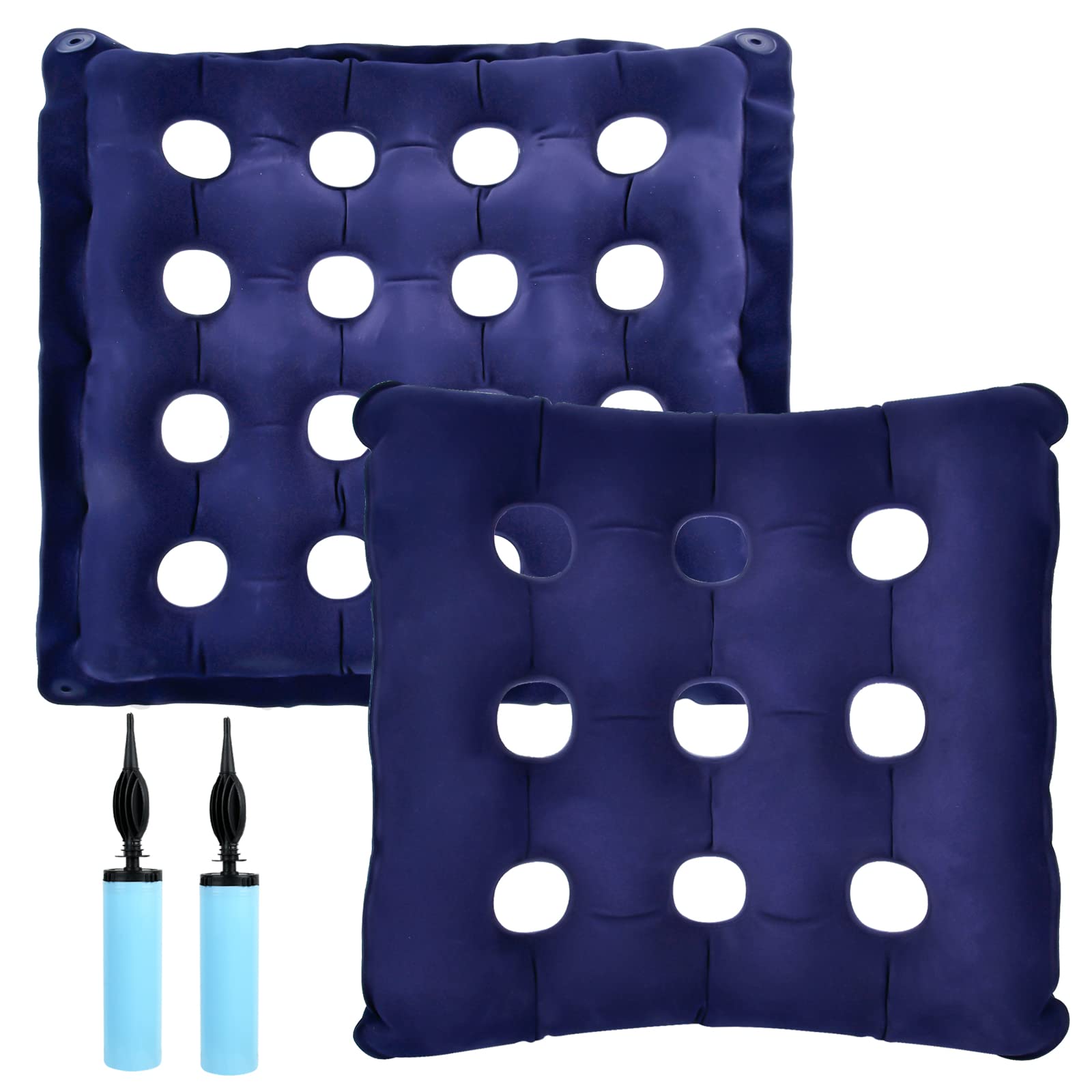 Photo 1 of Worldity 2 Pcs Inflatable Seat Cushion, 16 & 9 Porous Portable Chair Cushion with Inflatable Pump, As a Seat Cushion or Back Cushion for Pressure Relief, Idea for Wheelchair Cushions and Office Use