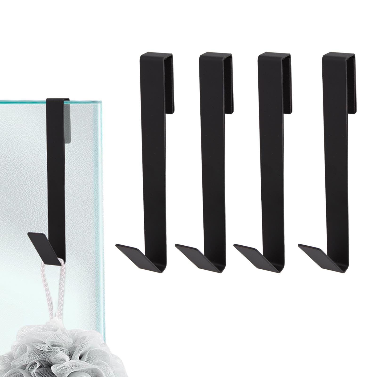 Photo 1 of Drilling-Free Extended Shower Towel Hooks - 4 pcs, Fits Frameless Glass Shower Door Thickness Under 0.79 inch/20mm (Black - 7 inch)