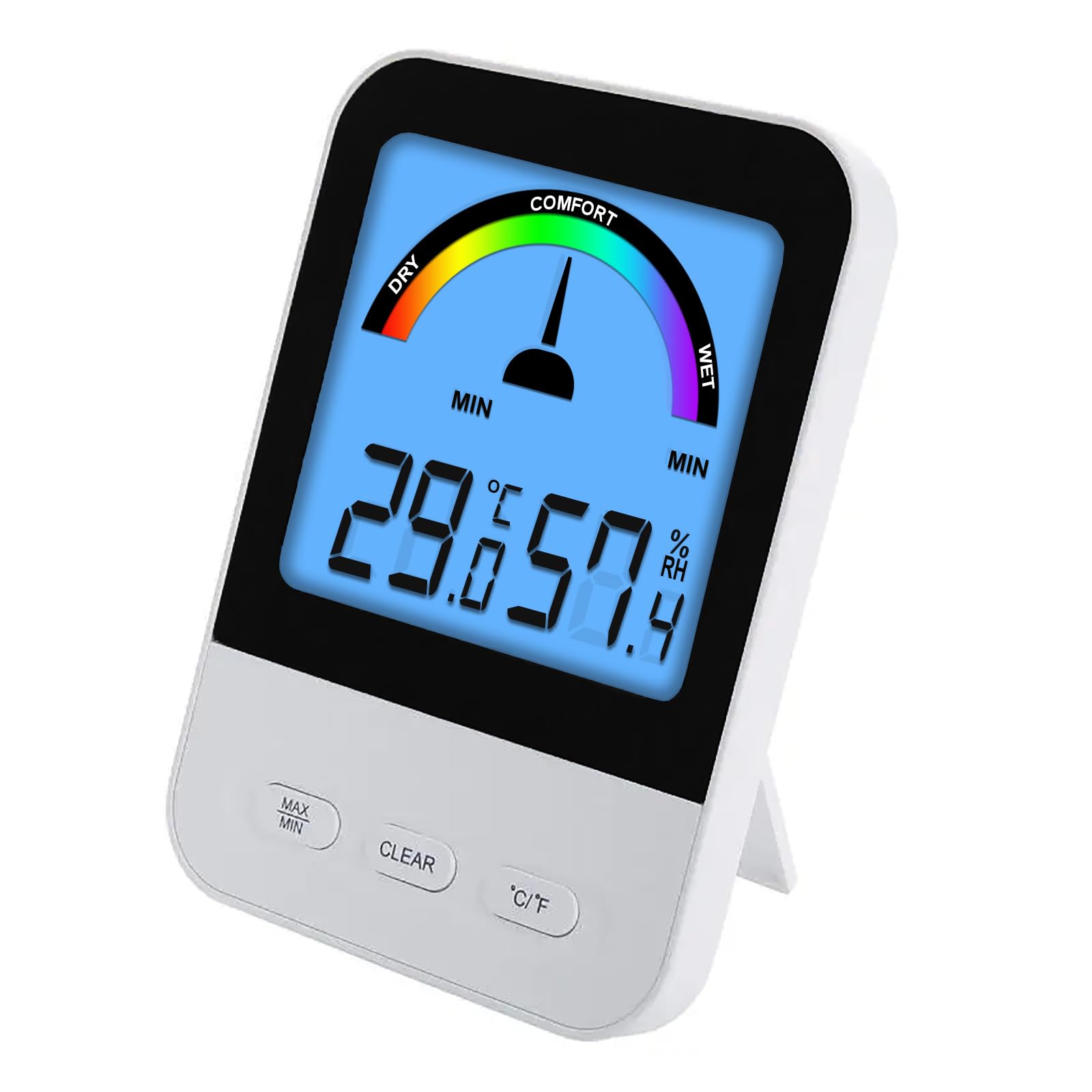 Room Thermometer Indoor, Temperature and Humidity Monitor, Digital Thermometer Room for Home, Office, Nursery, Humidity Reader Large LCD Display, Compact Temperature Gauge