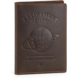 Retirement Gifts for Men Women 2026, Retirement Gift Leather Passport Wallet with RFID Blocking, Retired Gift for Dad Mom Bos