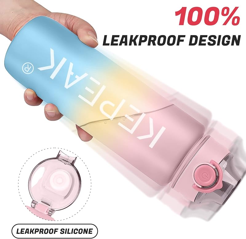 Botella Agua, Botella Agua Gimnasio 1L con Colador, Botella Bicicleta sin BPA Reutilizable Sello de Silicona, Botella de Agua Deportiva Duradero para Oficina, Escuela, Exterior