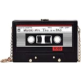 Reberomantic Women Retro Radio Shape Crossbody Bag PU Leather Metal Vintage Evening Clutch Purses