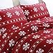 Vaulia Lightweight Microfiber Duvet Cover Set, Snowflake Pattern Design Christmas Holidays, Red Color - Twin