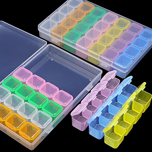 2 Packs 28 Slots Diamond Embroidery Box Diamond Painting Accessories Cross Stitch Tools Storage Case for DIY Craft by INFELING, 6.1x4.7 in - Thumbnail 5