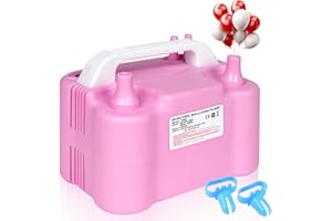 HXHWISE Balloon Pump,Electric Balloon Pump,Dual Nozzle Blower Balloon Inflator with 2 Balloon Tying Tools,Portable Balloon Inflator Air Pump Balloon Blower for Party Decorations (Pink)