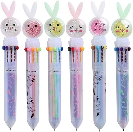 Amazon Falytemow 多色ボールペン ウサギの形 10色 筆記具 自動 ボールペン おしゃれ 文房具 オフィス用品 6本 多色ボールペン 文房具 オフィス用品