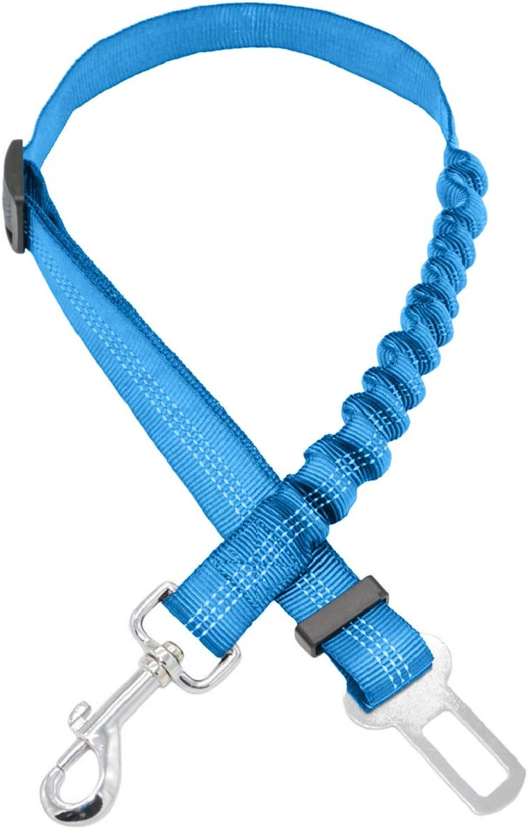 ZACAL Pet Dog Car Seatbelt With Elastic Bungee Spring To Reduce The Sudden Sharp Jolt To Your Pet In When Sudden Braking Or An Accident – Easily Adjustable From 60cm - 90cm (BLUE)