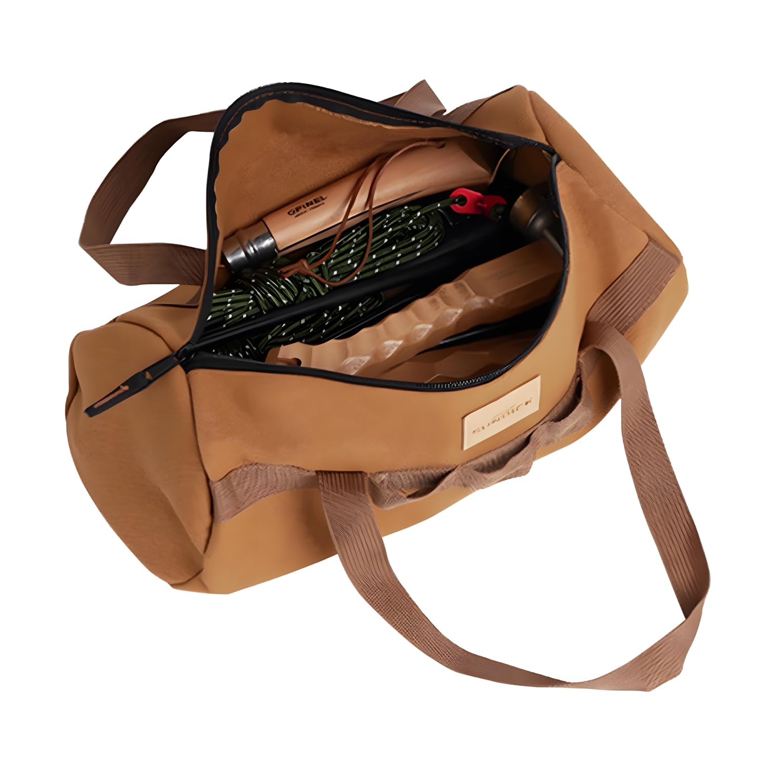 Photo 1 of TBACW Canvas Tool Storage Bag with Zipper - Organizer for Tools, Tent Stakes & Poles, Durable Fabric Utility Pouch for Outdoor Hunting Hiking Camping Gear (Khaki)