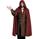nezababycos Medieval Velvet Cloak with Hood, Renaissance Hooded Cape Knight Wizard Costume Robe Men Women for Halloween