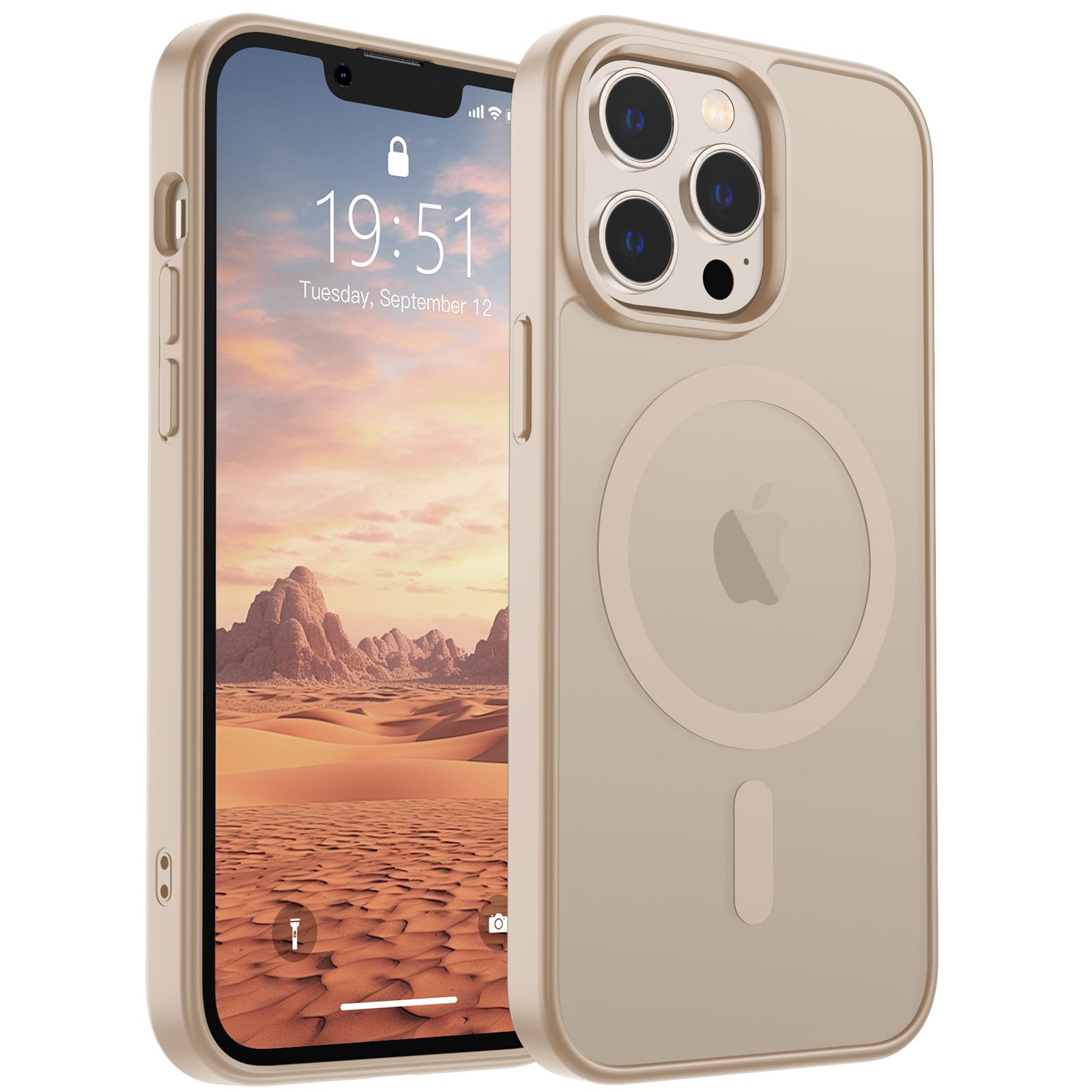 Photo 1 of SUPFINE Magnetic for iPhone 13 Pro Case(Compatible with MagSafe)(Military Grade Drop Protection) Slim Translucent Matte Shockproof with Anti-Fingerprint Phone Case,Desert Gold