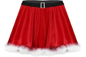 HULIJA Mens Christmas Santa Claus Velvet Sissy Mini Skirts Party Performance Ruffle Skirts