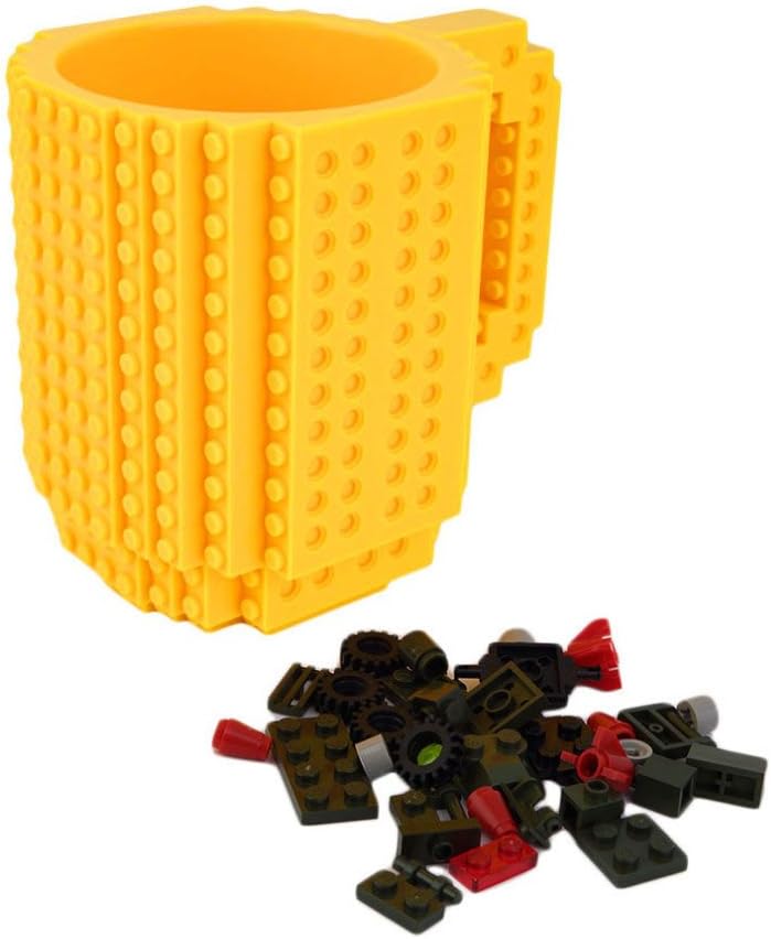 Mcgreen Yellow Build-On Brick Mug DIY Puzzles Mug Building Blocks Coffee Cup 350ml Creative Drinkware BPA Free