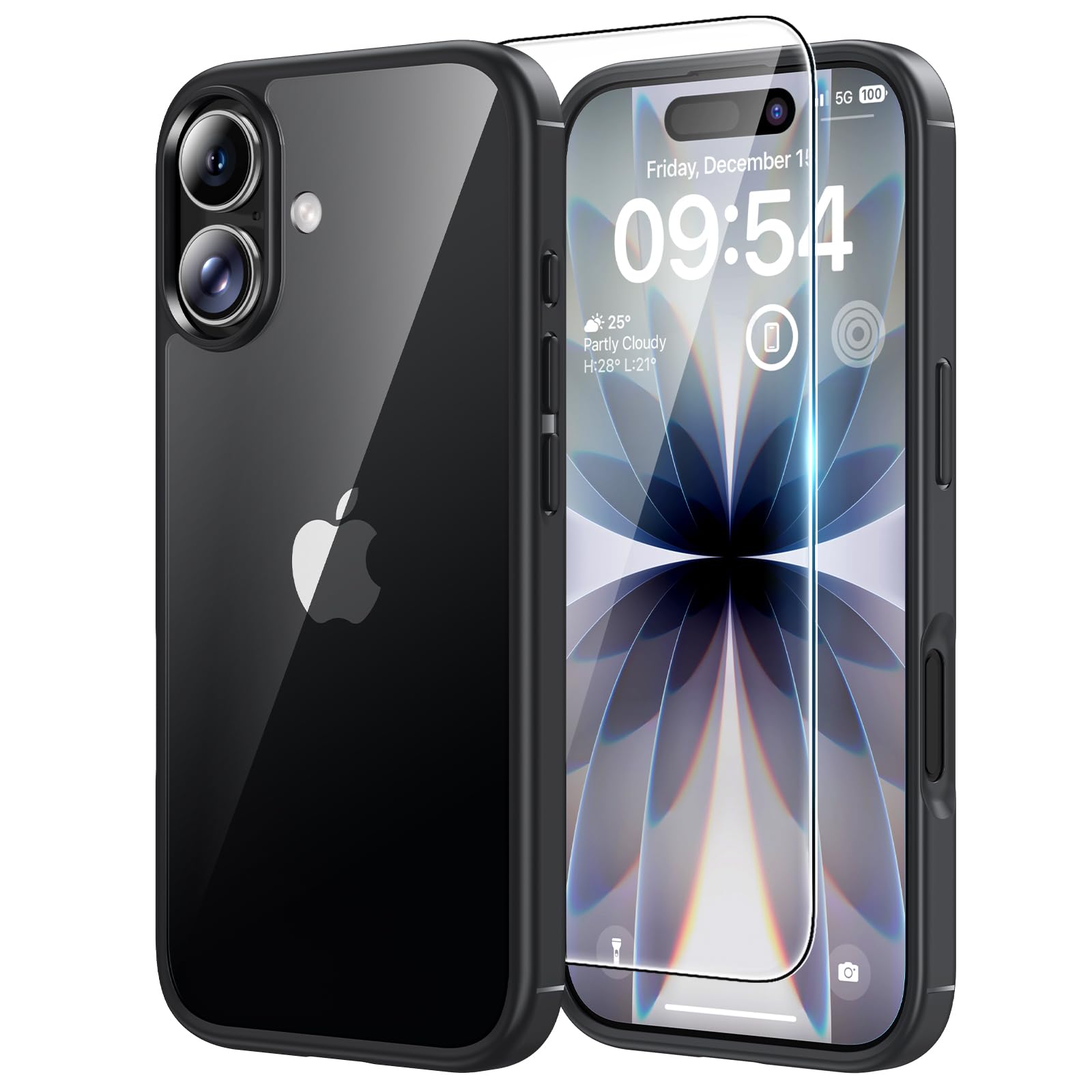 Photo 1 of TAURI for iPhone 17 Case, Anti-Yellowing with Screen Protector, Military-Grade Protection Shockproof Slim Phone Case for iPhone 17, Black