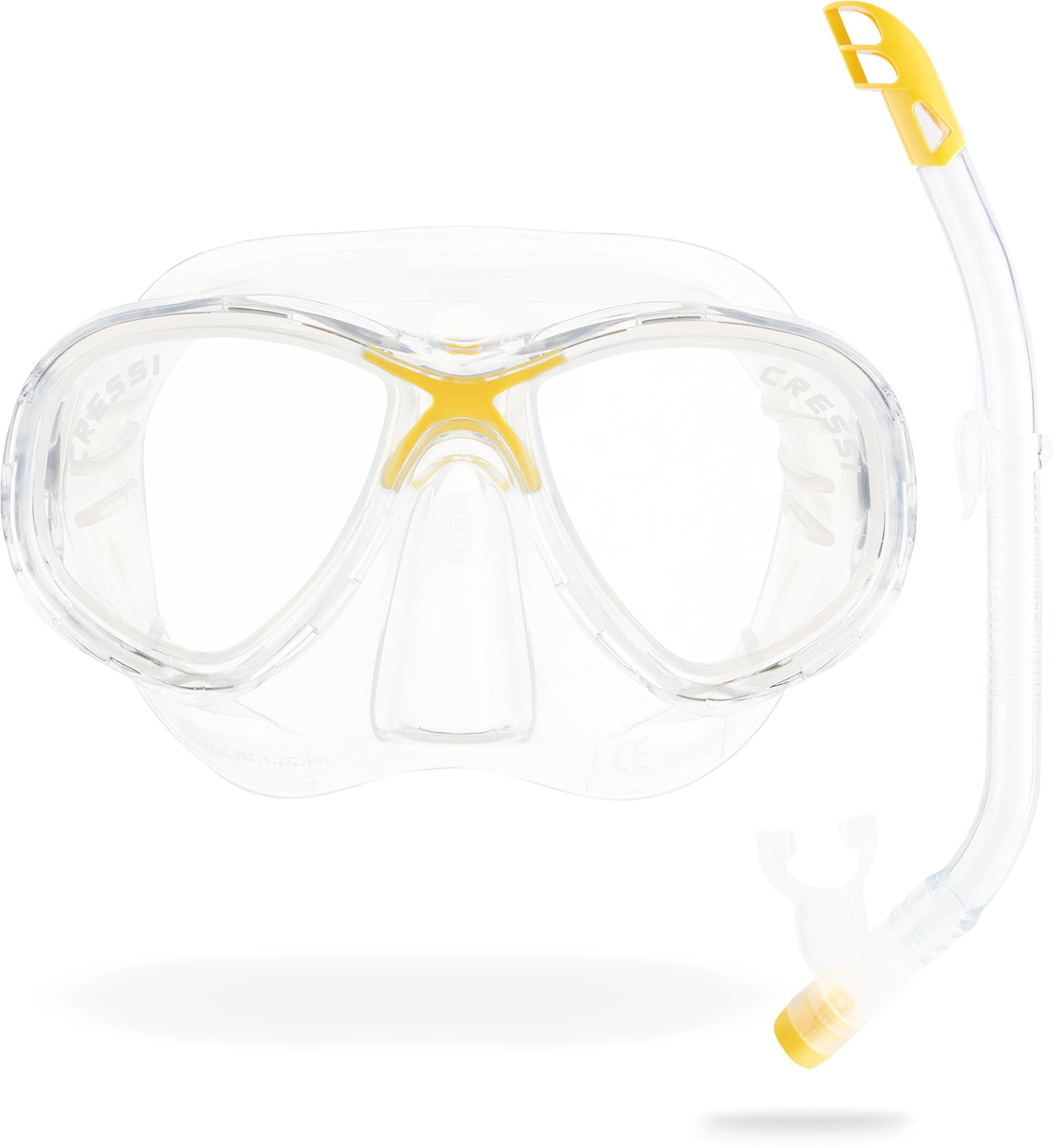 Cressi Kids Marea Vip Jr Italian Made Snorkel Set - Transparent/Yellow