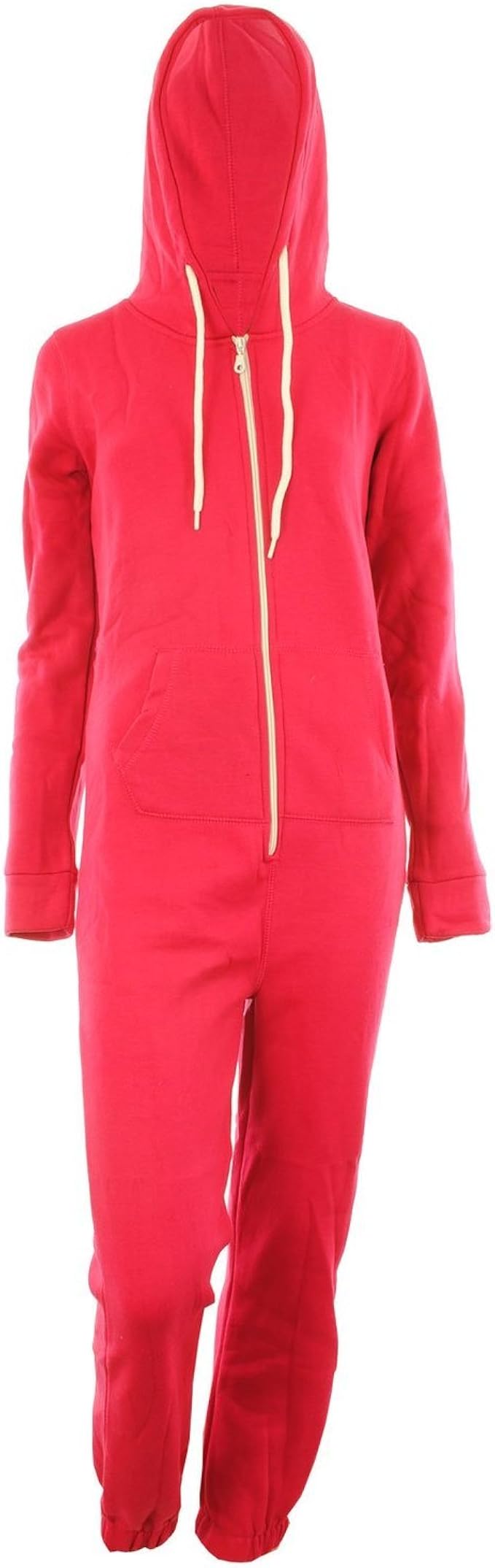 TM Women's Unisex Fleece Lined Plain Coloured Hood with Cuff Zip Front Women's Jumpsuit Onesie