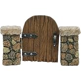 Miniature Stone Pillar Wood Gate Fairy Garden Ornament Dollhouse Decor Accessory