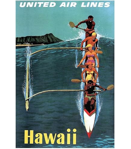 Amazon.com: Hawaii - United Air Lines - Outrigger Canoe Surfing