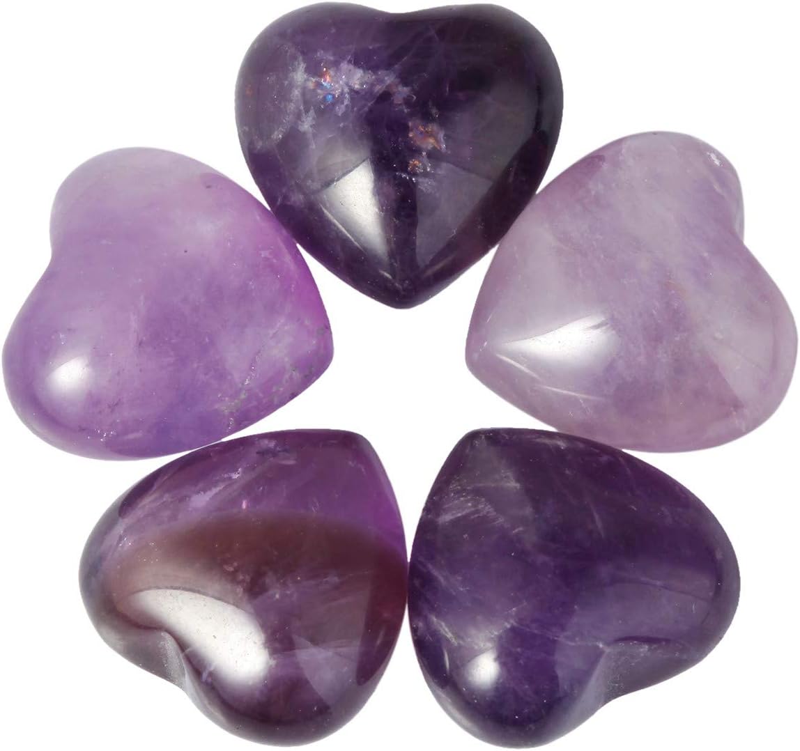 KYEYGWO Natural Amethyst Puff Heart Healing Crystals Love Stone - Image 4