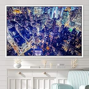 signwin Framed Canvas Wall Art City Illuminations Aerial...