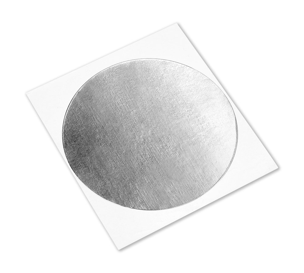 TapeCase 433 CIRCLE-4.000"-100 Silver High Temperature Aluminium/Silicone Adhesive Foil Tape, 4.000" Diameter Circles, 0.0036" Thickness, 4.000" Length, 4.000" Width (Pack of 100)