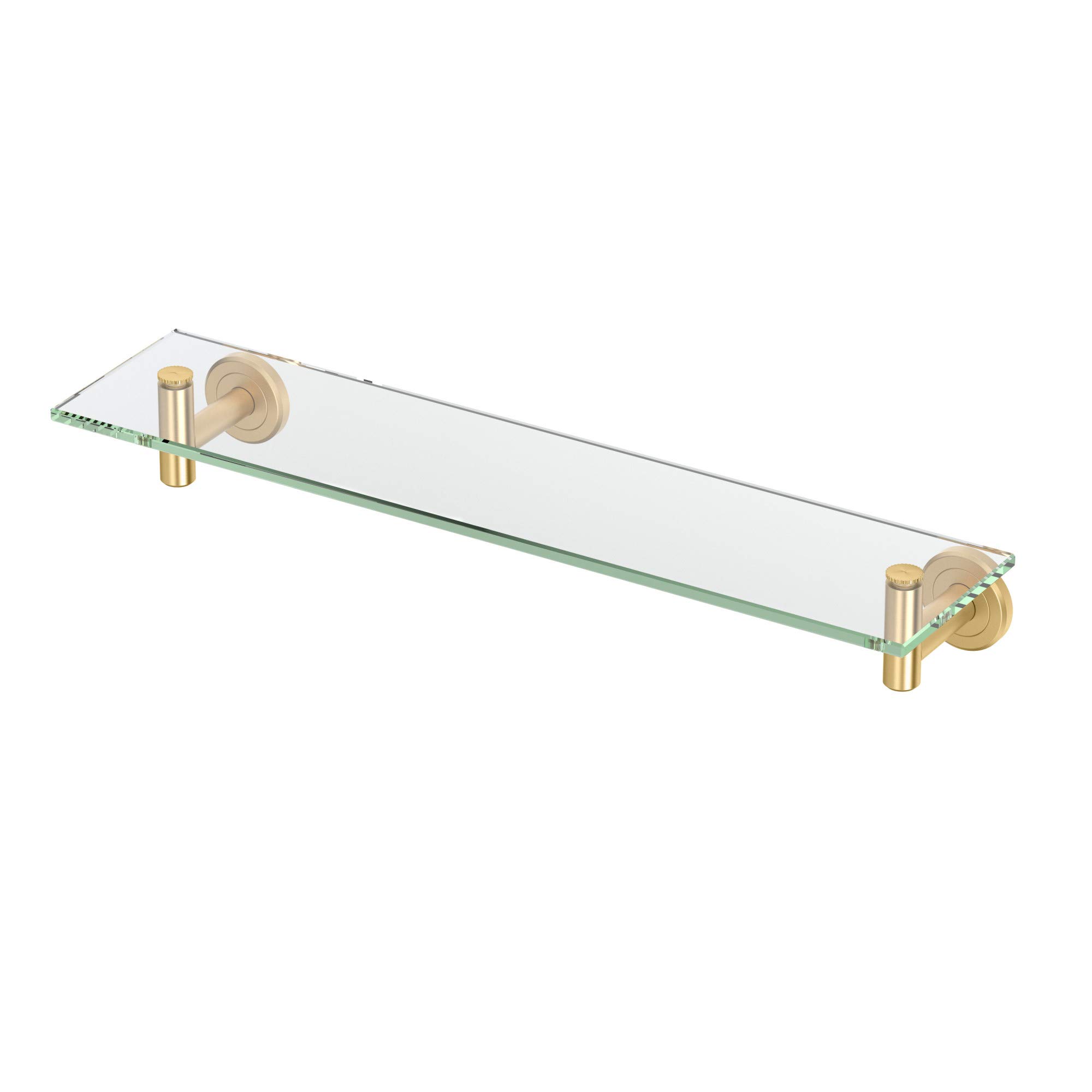 Gatco 4236 Latitude II Brushed Brass Wall Mounted Rectangle Tempered Glass Shelf, 20" Floating Glass Shelf for Bathroom