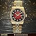 Gosasa Red Dial Synthetic Crystal Men's Gold Stainless Steel Band Automatic Mechanical Watches