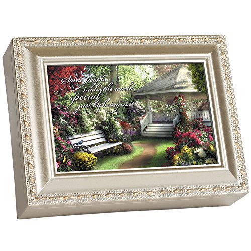 Cottage Garden Special World Champagne Silver Traditional Music Box Plays Wind Beneath Wings