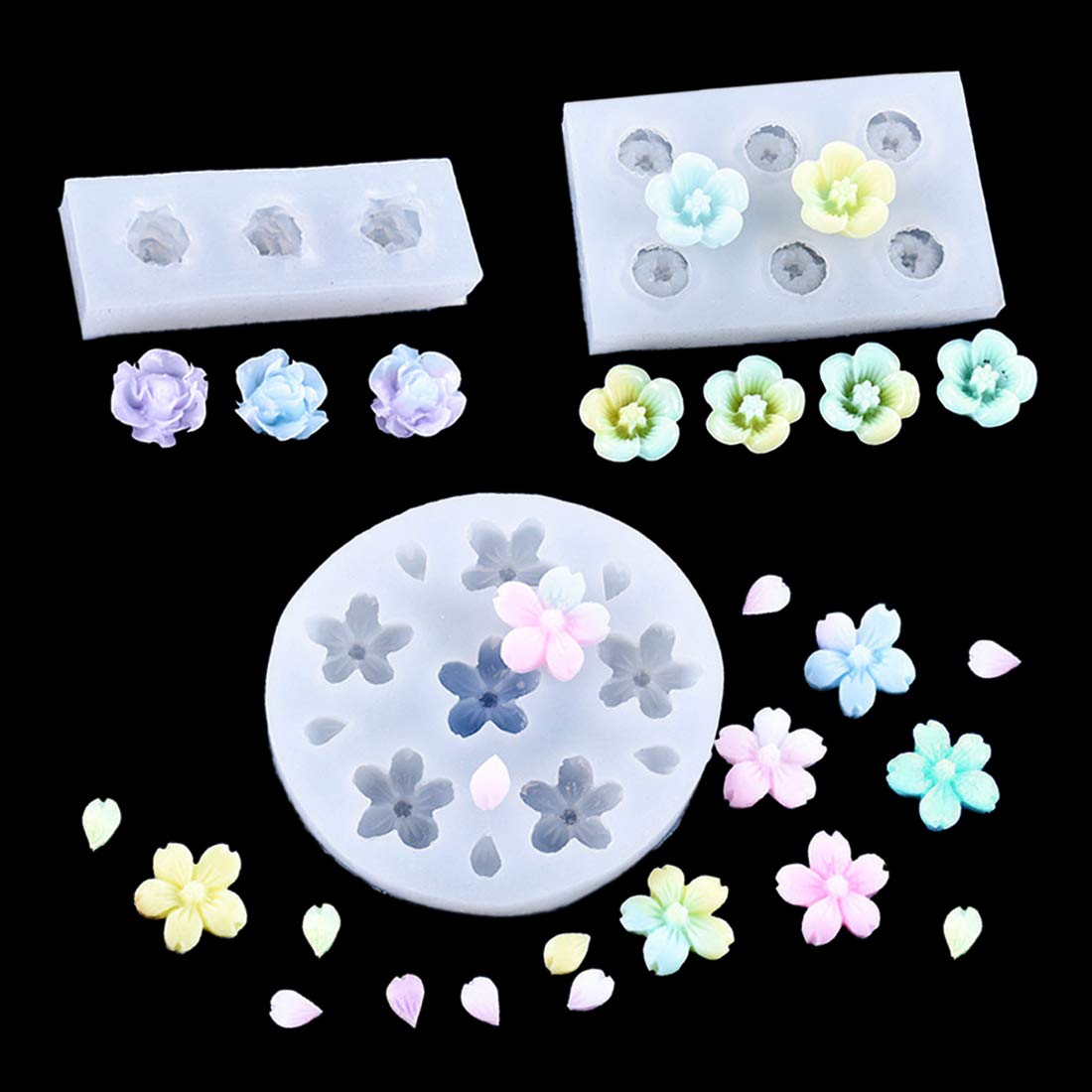 FineInno 3D Flower Rose Silicone Mold Resin Mould Casting Molds for DIY Pendant Necklace Earring Bracelet Hand Jewelry Making (Mini Flower Silicone Mould)