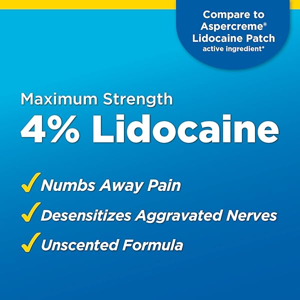 AMAZON BASIC CARE MAXIMUM STRENGTH OTC PAIN RELIEF , 4% LIDOCAINE PATCH, 3.9” X 5.5”, 15-COUNT BOX (PREVIOUSLY HEALTHWISE)