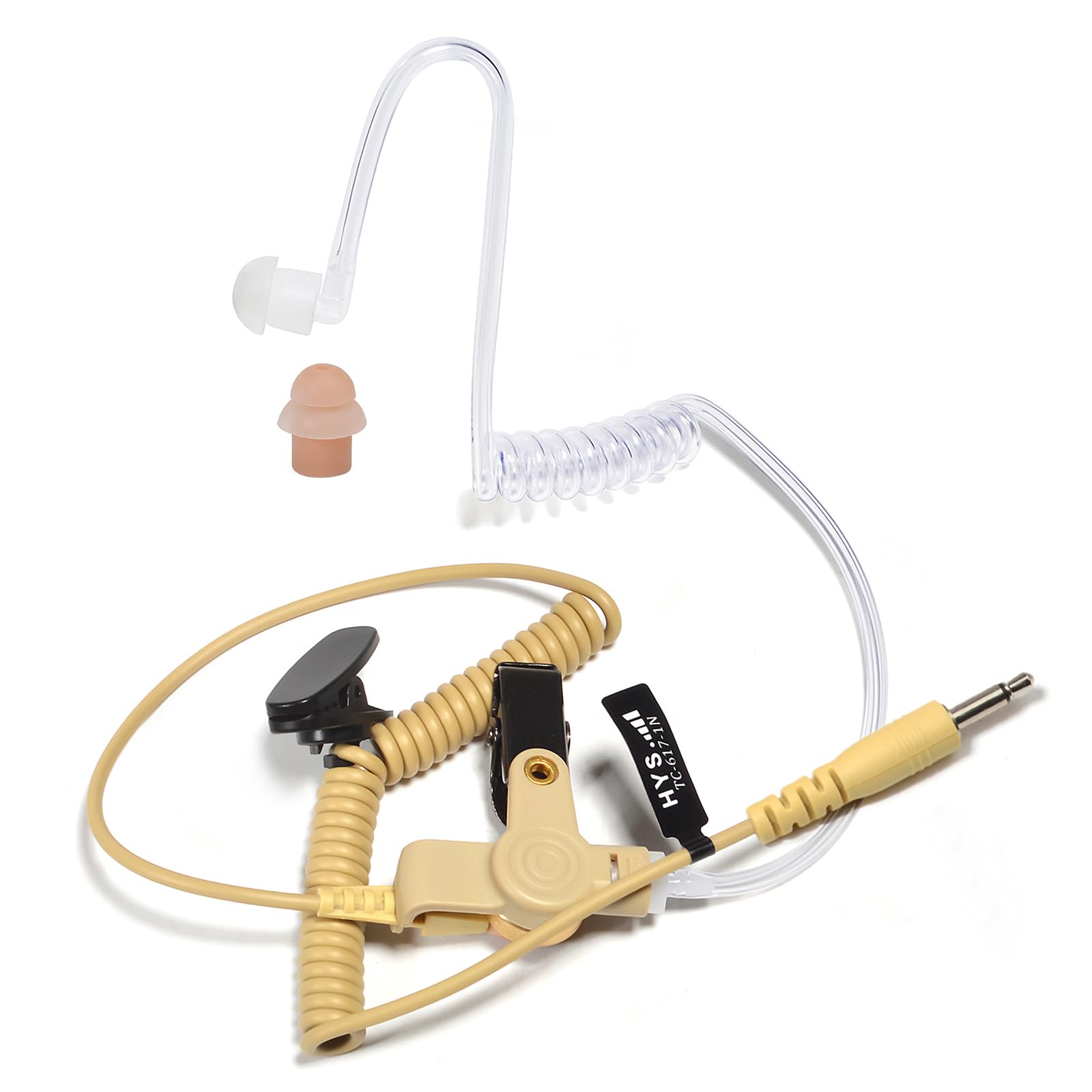 HYS 3.5mm Receive/Listen Only Covert Acoustic Tube Headset Earpiece for Smartphone, Two-Way Radios, Transceivers and Radio Speaker Mics Jacks (Type 4)