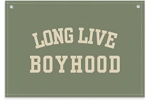 BONETAT Long Live Boyhood Boys Room Decor - Linen Nursery Banner for Toddler Room Decoration, Farmhouse Kids Wall Hanging, Canvas Banner Flag for Baby Shower, Birthday Gift - A04