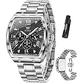 OLEVS Watches for Men Luxury Big Face Stainless Steel Mens Watches Classic Waterproof Analog Quartz Men's Wrist Watch with Date Multifunction Chronograph Dress Watch for Men Relojes para Hombres