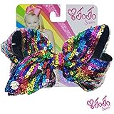 JoJo Siwa Signature Collection Hair Bow with Square Sparkle Sequins - Rainbow - Sticker Patch Set Included
