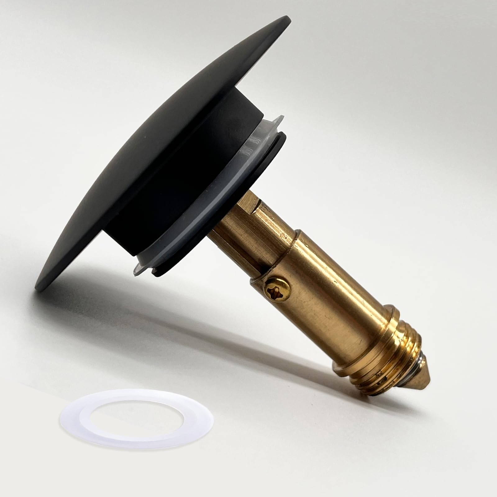 Pop Up Sink Plug Replacement Matt Black, Chonphan Basin Sink Plug Click Clack Sink Plug Sprung Push Plug Stopper Waste Drain Plug for Bathroom Vanity Sink Lavatory, 66mm Cap