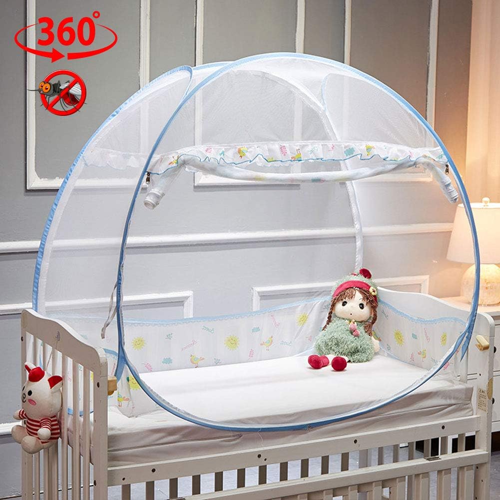 Baby Crib Safety Pop up Tent, Baby Bed Canopy Netting, to Keep Baby from Climbing Out and Mesh Crib Cover to Keep Cats Out, Protects Against Mosquito Bites Toddlers