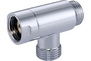 G-Promise All Metal 3 Way Diverter, Hose Fitting Tee, T Shape Adapter Connector for Angle Valve Hose, Bath Shower Arm (Chrome)