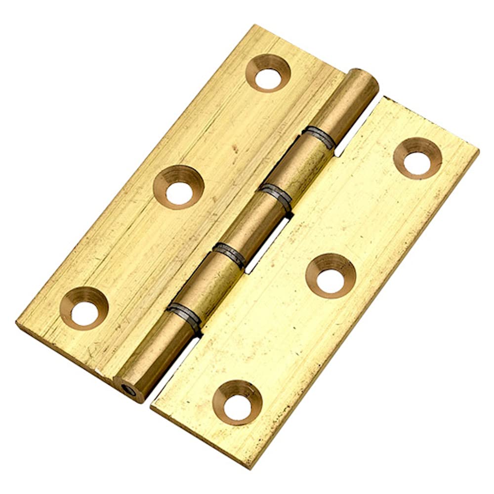Merriway BH05724 (2 Pcs) Double Steel Washered Hinge, 75mm (3 Inch) Polished Brass - Pack of 2 Pieces