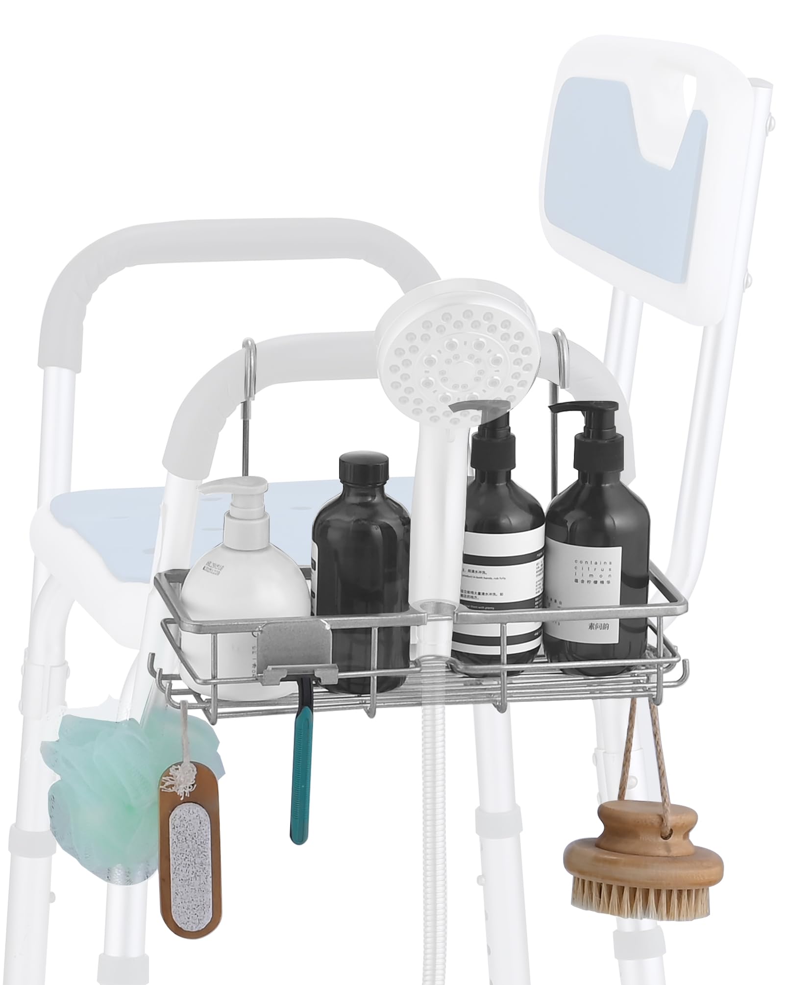 Photo 1 of *MINOR DAMAGE - USED*
OrgCreator Rustproof Hanging Shower Caddy for Shower Chair, Stainless Steel Bathroom Basket for Bath Chair Bench,Showers Caddy Chair, Shampoo Bottle Holder for Elderly, Pregnant, Handicap, Patient