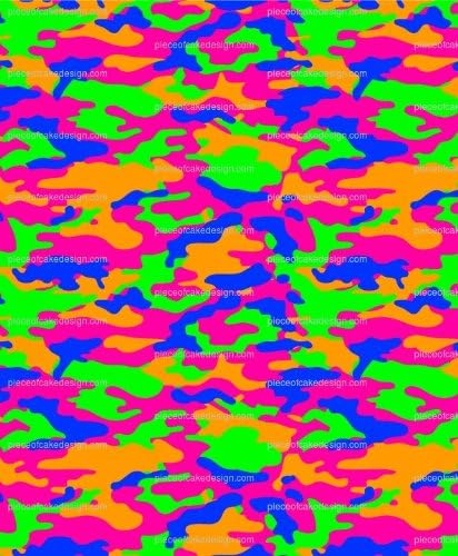 8" - Rainbow Camo Birthday ~ Edible Cake/Cupcake Topper - D9139
