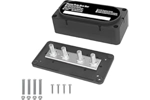 UCkasayfy Heavy Duty Bus Bar 300A 12V Power Distribution Block with 5/16" (M8) 4-Posts Terminals Block with Cover for Automot