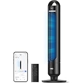 DREO Smart Tower Fan for Bedroom, 90&deg; Oscillating Standing Fans for Room with 4 Speeds, 4 Modes, 28dB Quiet for Sleep, 26ft/s Velocity, 8H Timer, Remote/App/Voice Control for Living Room, Office, Home