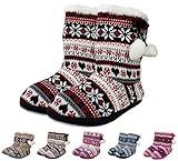 Enimay Women's Slipper Boots Lounge House Relaxed Shoes Winter Snow Flakes Hearts