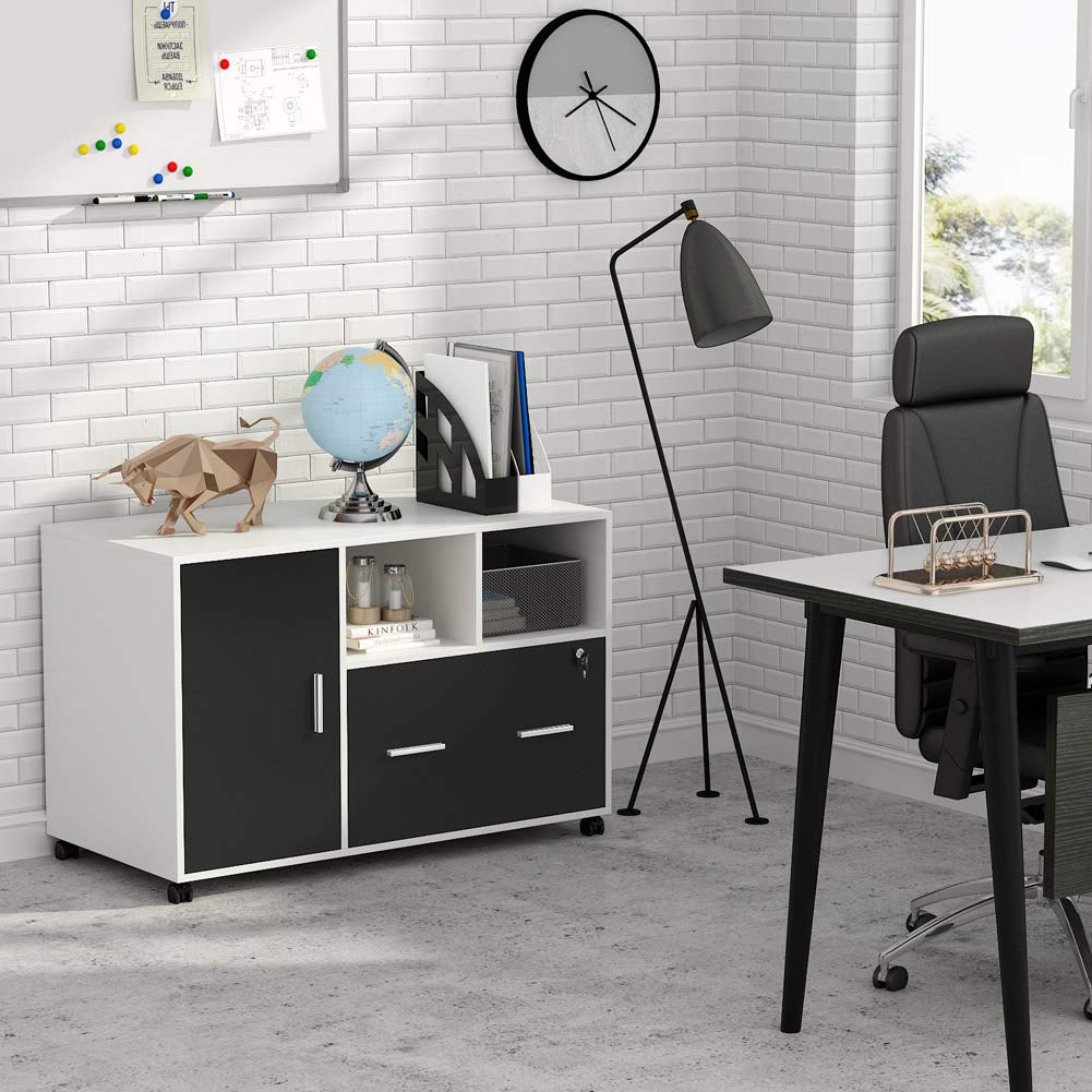 Tribesigns Large File with Lock and Drawer, Modern Mobile