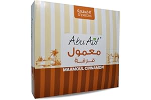 BONBALLOON Box Abu Auf Maamoul Stuffed With Cinnamon And Dates Filled Cookies Stuffed With Maamoul With Premium Dates Biscuits Snack Tea Coffee Kosher Halal Food Taste Fresh Abu Auf Maamoul Cinnamon (12 Pcs)
