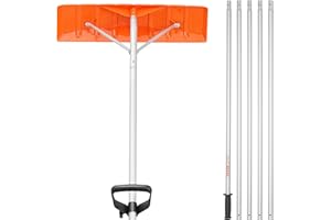 VEVOR Snow Roof Rake, 25" Plastic Blade Snow Removal Tool, 21ft Reach Aluminium Handle, Superior Roof Shovel with Anti-Slip H