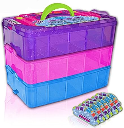 Amazon Co Jp Black White Label Company 600個のおもちゃ入れ 小型のおもちゃ箱 Shopkins 収納ケースオーガナイザーコンテナ 積み重ね可能なコレクターズトート持ち運びに便利 ミニおもちゃ ツムツムlol レインボー 適合 ベビー マタニティ