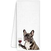 YTRGI Funny French Bulldog Bar Towel, French Bulldog Dog Mom Gifts for Women Men, Dog Kitchen Hand Towels, Bulldogs Decor, Wine Bar Gifts for Men Wine Lover Bartender, 16x24