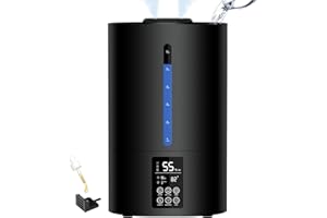 COOLFIQU 6L Humidifiers for Bedroom Large Room Home, Cool and Warm Humidifiers for Plants Mist Top Fill Desk Humidifiers Essential Oil Diffuser, Quiet Humidifiers with Adjustable Mist,360°Nozzle-Midnight Black
