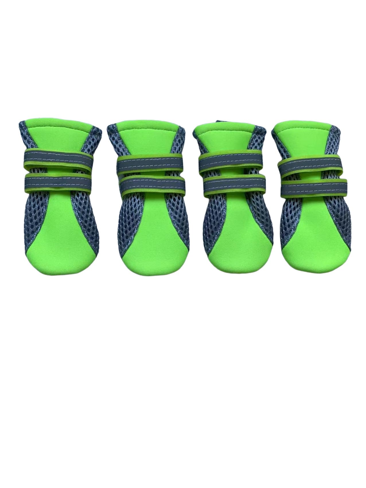 Vibrant Fellow Paw Protector Dog Boots Breathable Skid-proof with Reflective Straps Set of 4 (Medium - Inner Sole Width 1.89 Inch, Bright Green)