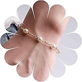 Yheakne Vintage Pearl Station Bracelet Gold Pearl Bracelet Beaded Station Bracelet Pearl Chain Bracelet Hand Chain Jewelry for Women Gifts